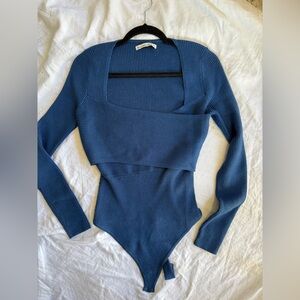 Abercrombie & Fitch Ribbed Blue Bodysuit